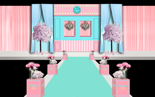 粉蓝色小清新婚礼效果图设计