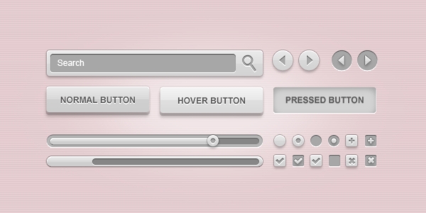 干净的GUI元素组PSD