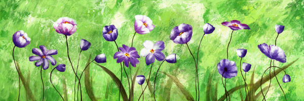 紫色鲜花装饰画