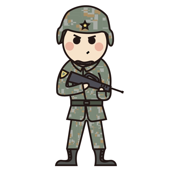八一建军节军队战士士兵人物卡通形象