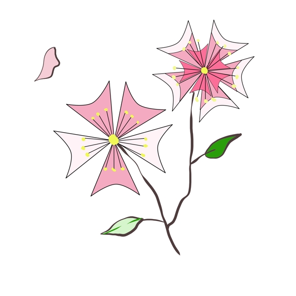 粉色樱花花苞插画