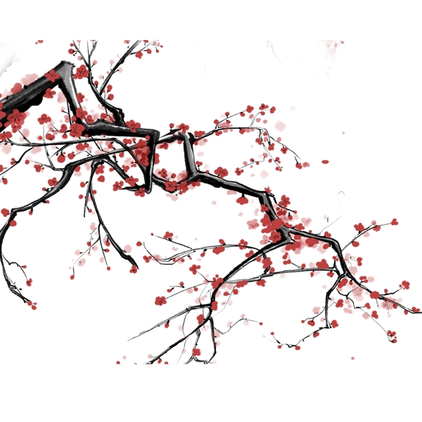 水墨梅花元素手绘设计