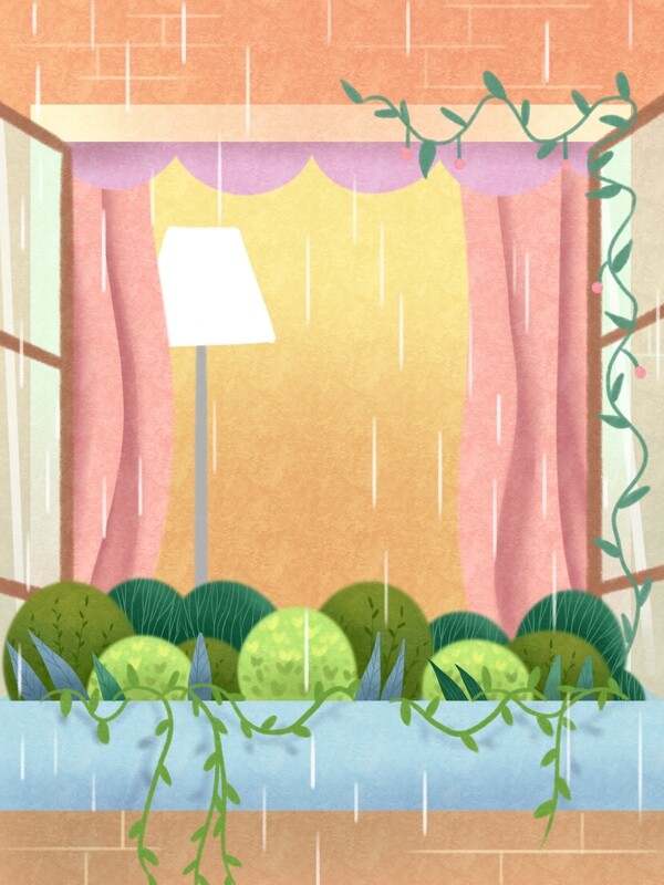 夏季谷雨节气背景设计
