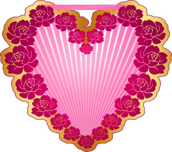 浪漫粉色花朵心形元素