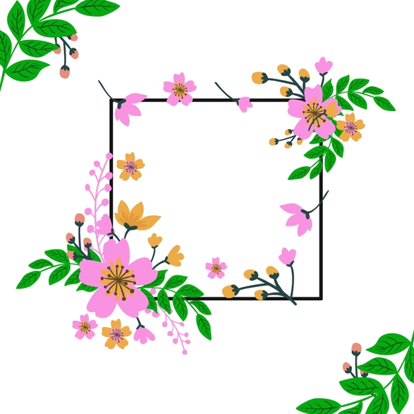 手绘矢量植物鲜花树叶设计元素