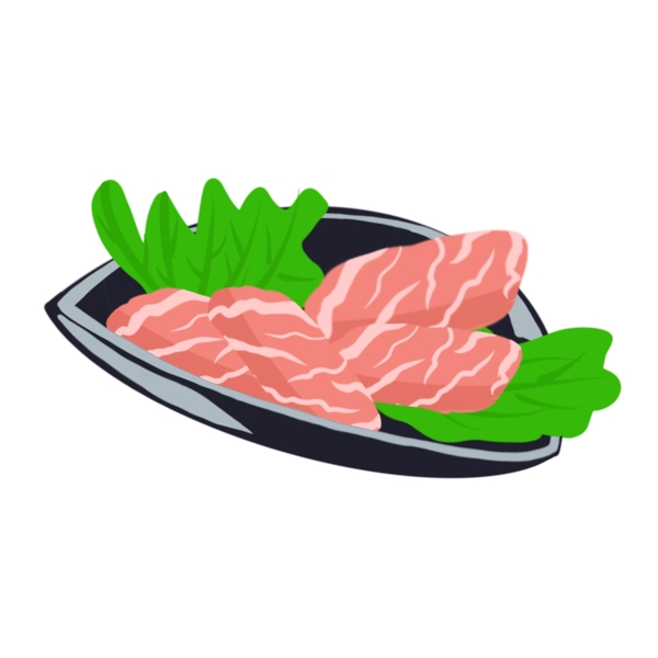 手绘美食火锅涮锅菜品系列五花肉