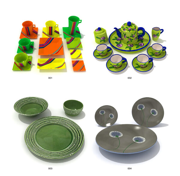 创意艺术餐具3d模型带材质贴图
