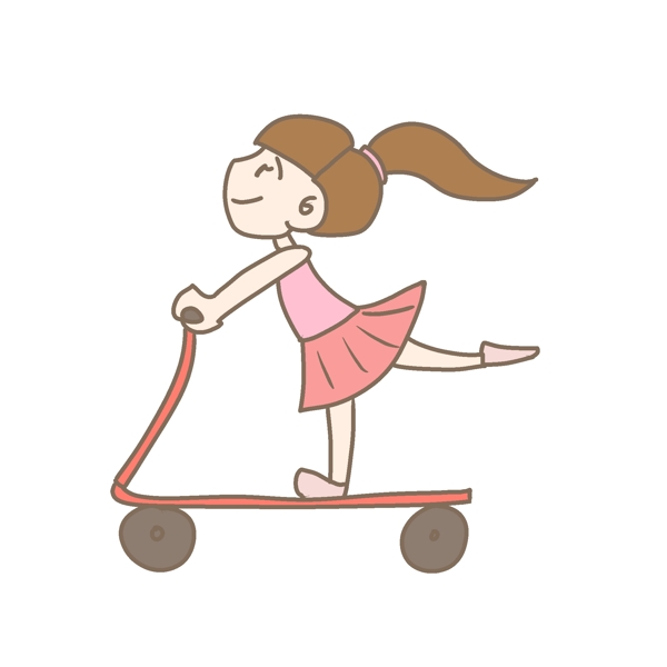 儿童节滑板车小女孩PNG