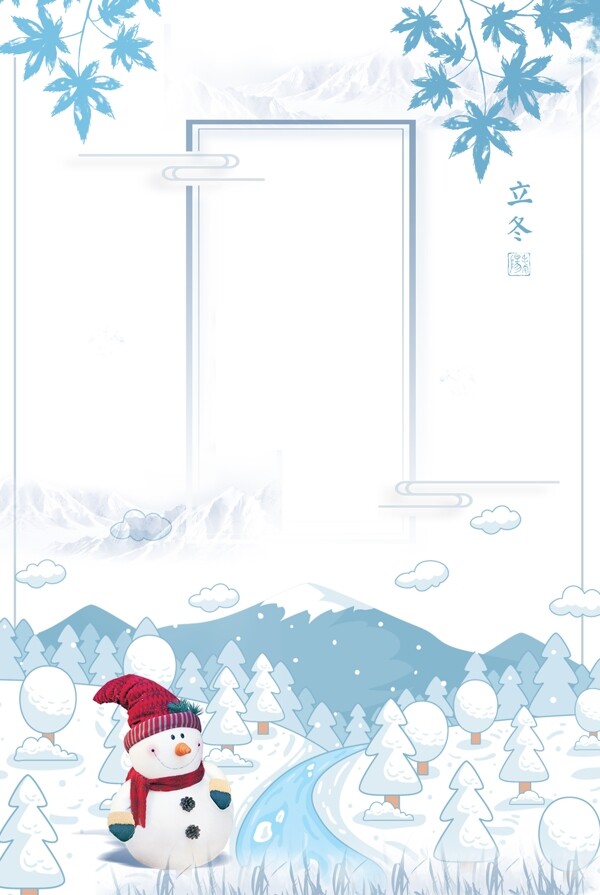 冬季雪地雪人背景设计