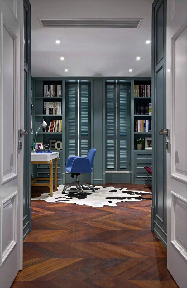 现代地中海书房木地板设计效果图