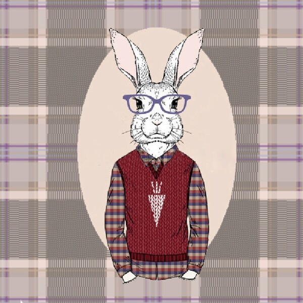 穿格纹衣服的兔绅士装饰画