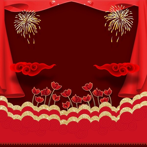 红色的节日主图背景