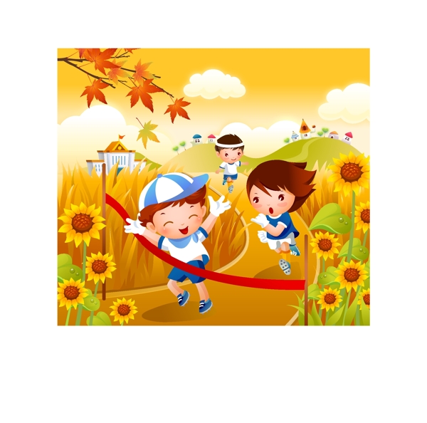 卡通儿童跑步图片