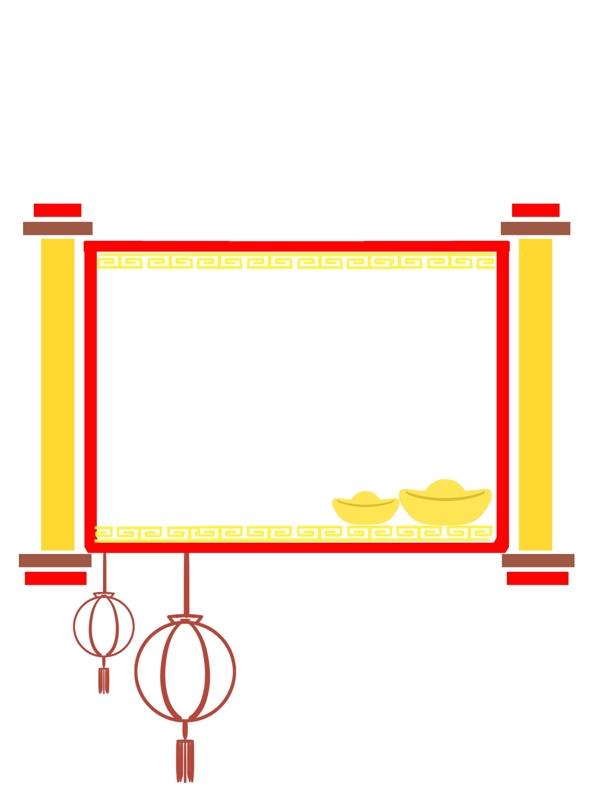 创意金色红色手绘边框