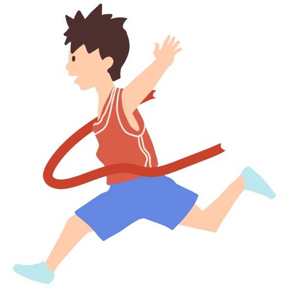 比赛跑马拉松男孩插画