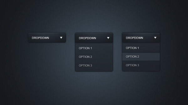 光滑乌黑的下拉菜单PSD