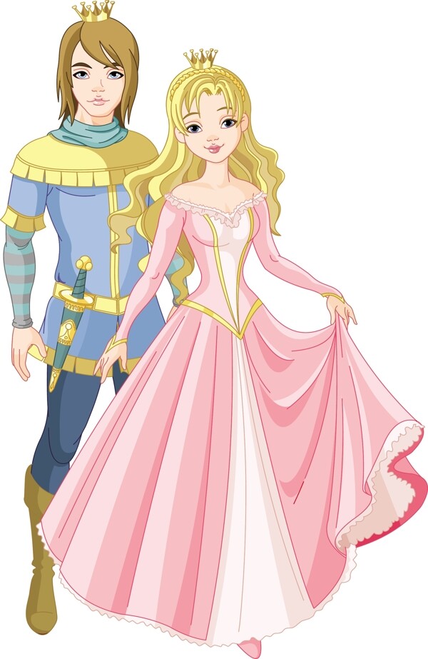 卡通王子与公主矢量素材