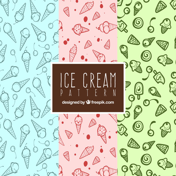 手绘风格梦幻般的冰淇淋图案背景
