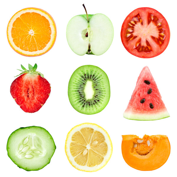 水果和蔬菜切片高清图片素材