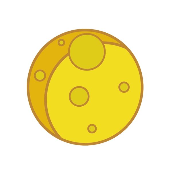 黄色手绘圆弧星球元素