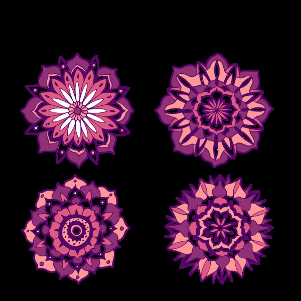 紫色曼陀罗花纹免抠png透明图层素材
