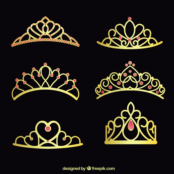 镶嵌红宝石的金色后冠矢量设计素材