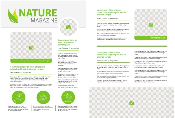 自然杂志模板与绿色细节