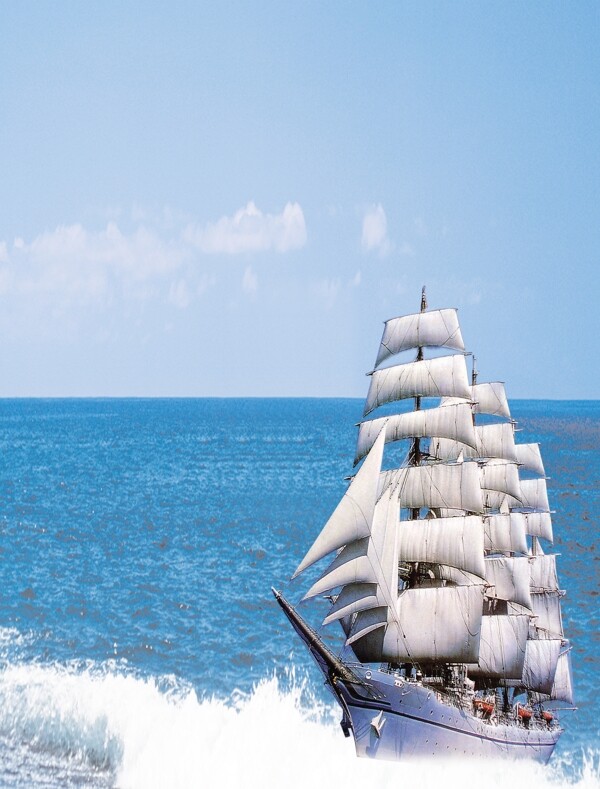 大海帆船背景旅游装饰画