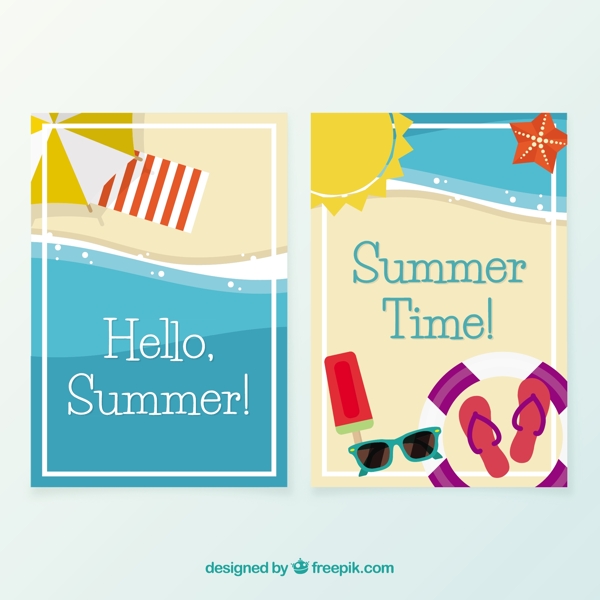彩色夏季海滩卡片