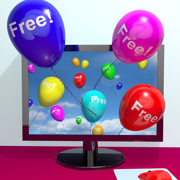 在自由来通过计算机显示免费赠品和促销气球在线