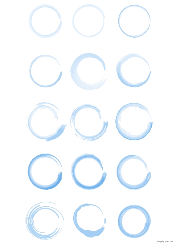 蓝色水彩圆形边框套图