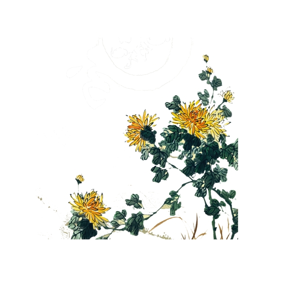 一束黄色的菊花设计元素