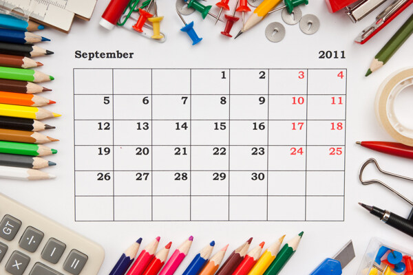 日历与铅笔背景图片