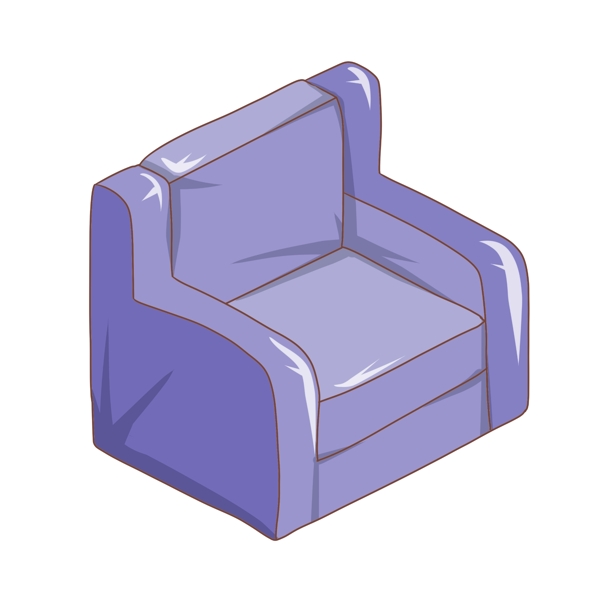 紫色的沙发手绘插画
