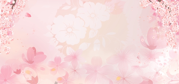 樱花粉色梦幻手绘背景