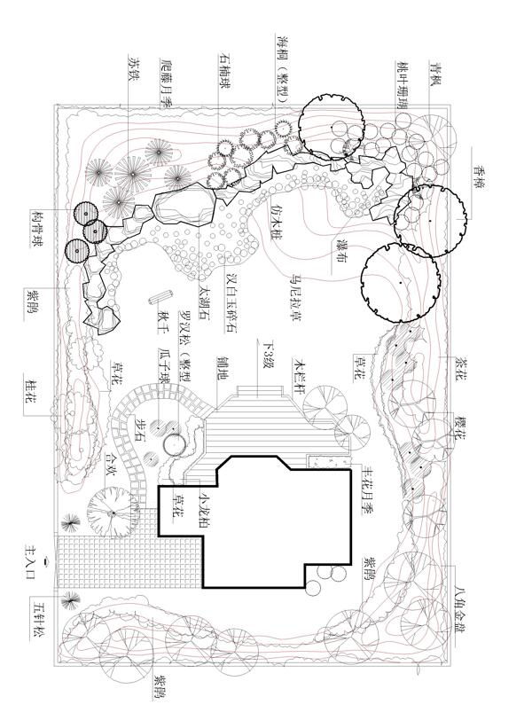 小庭园景观设计CAD平面图