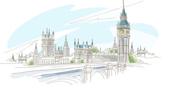 手绘欧式建筑伦敦大本钟图片
