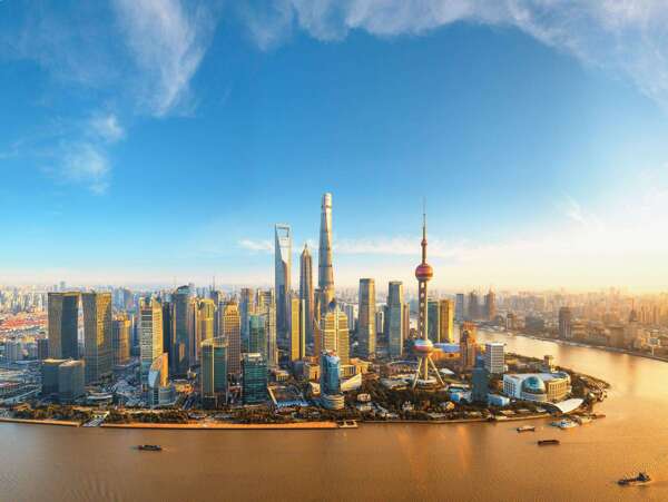 高清上海中心东方明珠建筑群