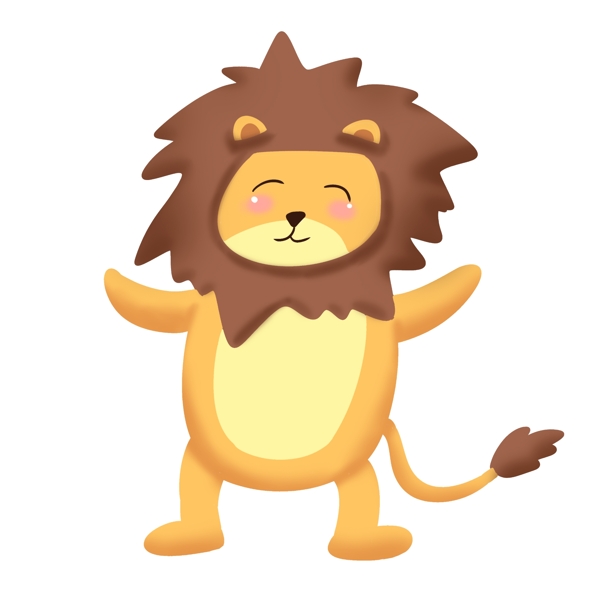 开心快乐的小狮子插画