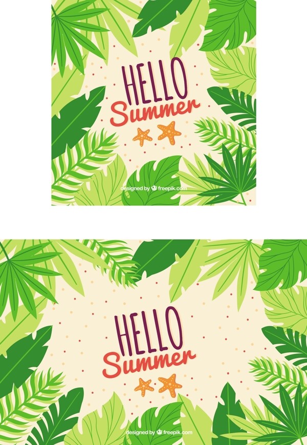 棕榈叶装饰图案夏天背景