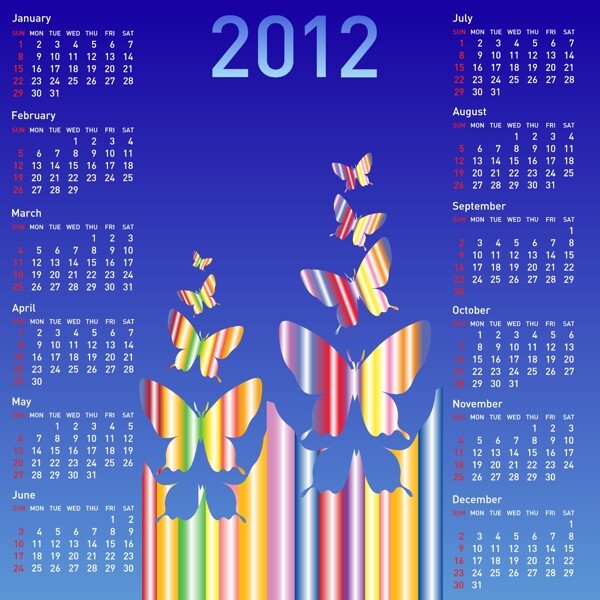 2012日历设计矢量图