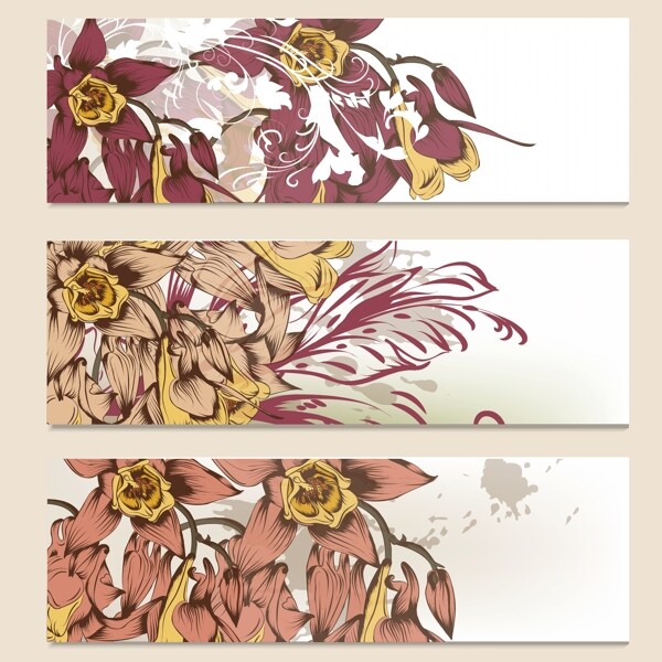 手绘花纹花朵横幅图片