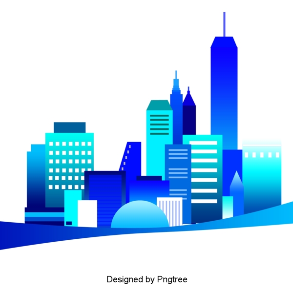 蓝色城市高层建筑创意设计材料