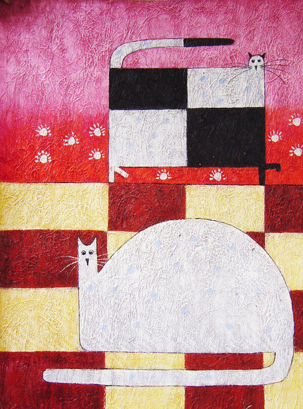 抽象小猫油画图片