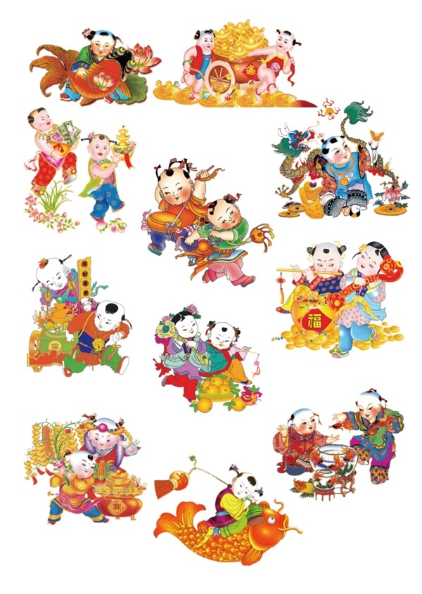 中国喜庆传统年画艺术图案
