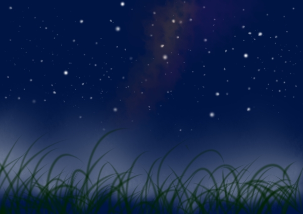 草地夜空繁星银河