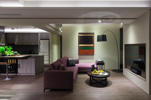 现代浪漫客厅紫色沙发室内装修JPEG图