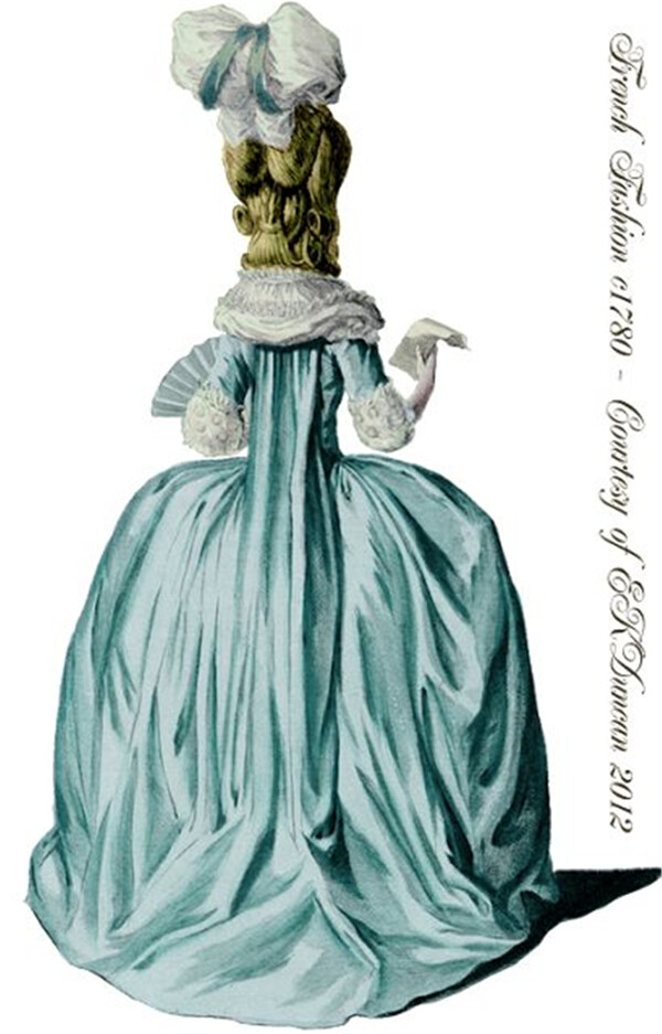 欧式古典蓝色裙装设计图