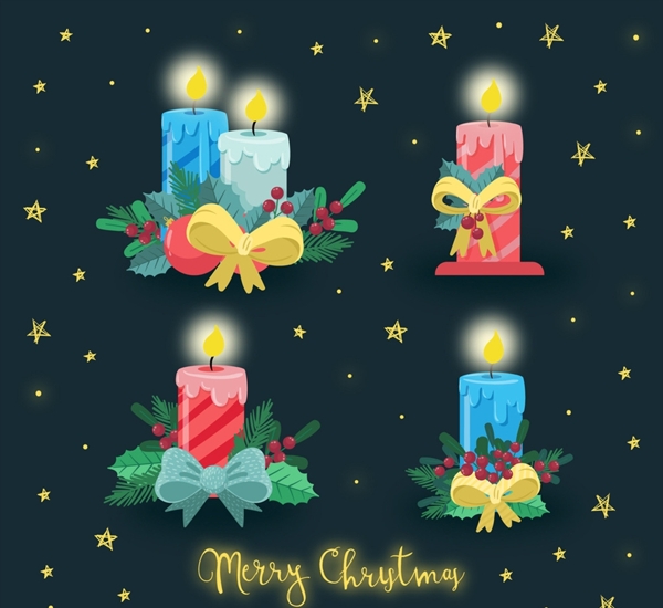 4款水彩绘圣诞蜡烛