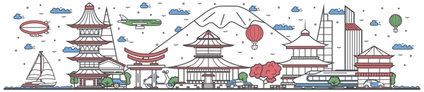 手绘日本旅行插画